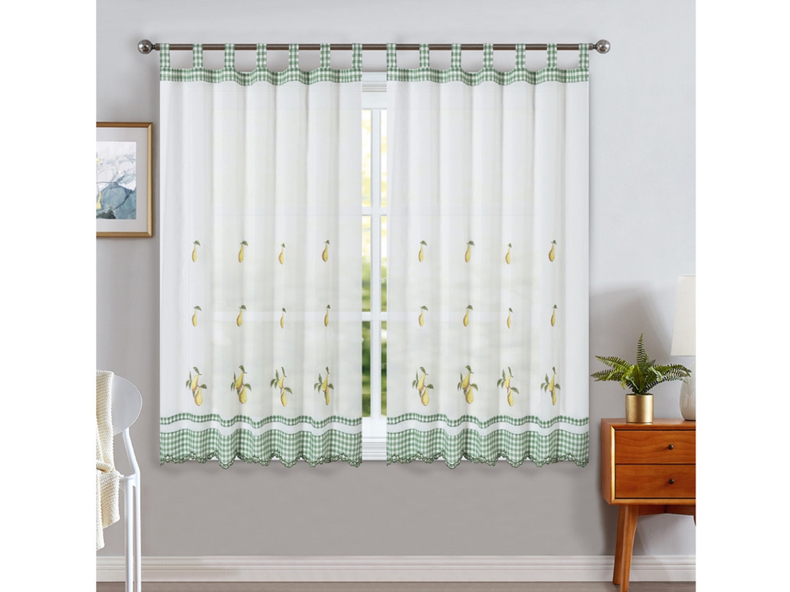 Cortinas de Cocina con Estampado Bordado - Individual
