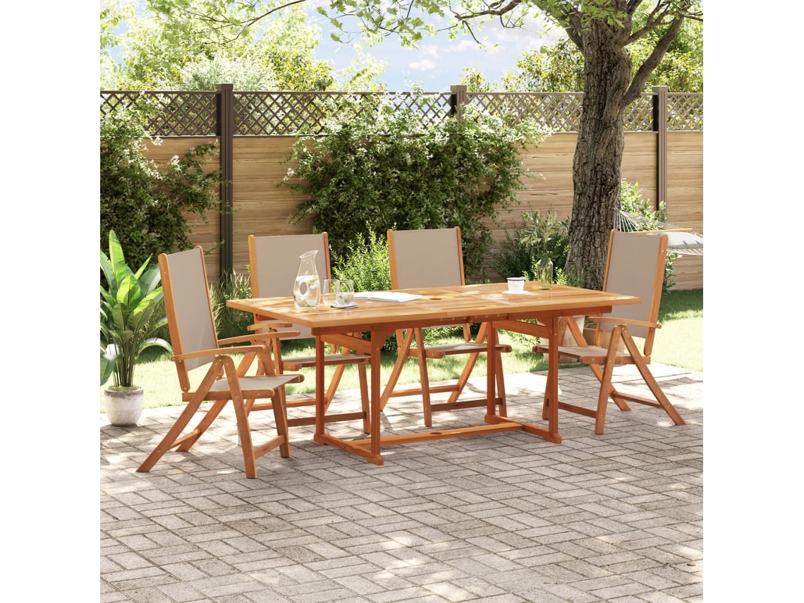 Sillas de jardín plegables de 4 piezas Dkd Home Decor de acacia maciza y textileno