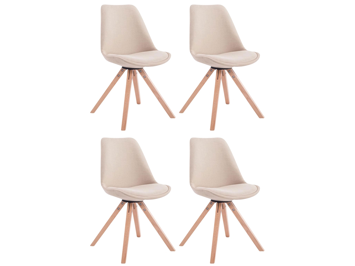 Juego de 4 sillas para invitados Toulouse Square tela crema/natura CLP
