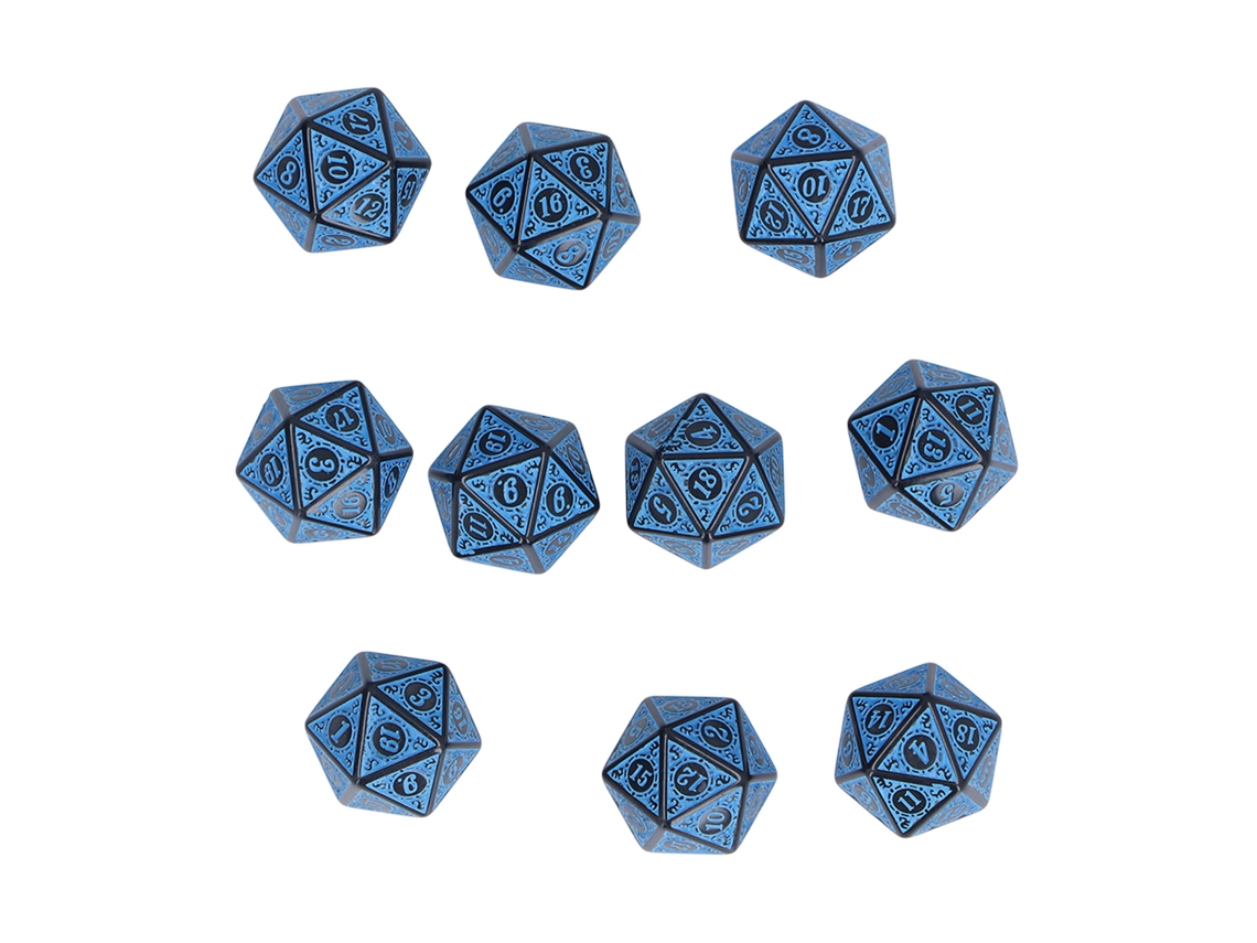 Juego de 10 dados poliédricos acrílicos portátiles de 20 caras para juegos de mesa de fiesta (2026)