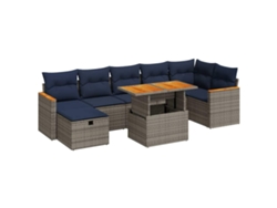 Conjunto de 8 sofás de jardín con cojines de mimbre/gris acacia MAISON EXCLUSIVE (8 piezas)
