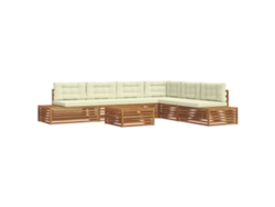 Maison Exclusive - Conjunto De Sofás De Exterior Con Cojín 7 Pieza Natural Y Crema