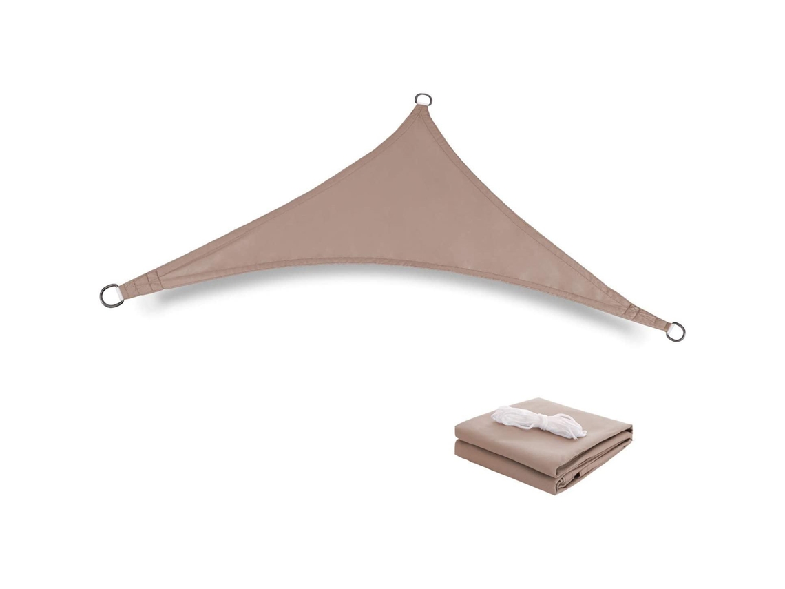 Vela Parasol Triangular De 3x3x3 Metros, Color Caqui, Resistente Al Agua, Al Viento Y A Los Rayos Uv.