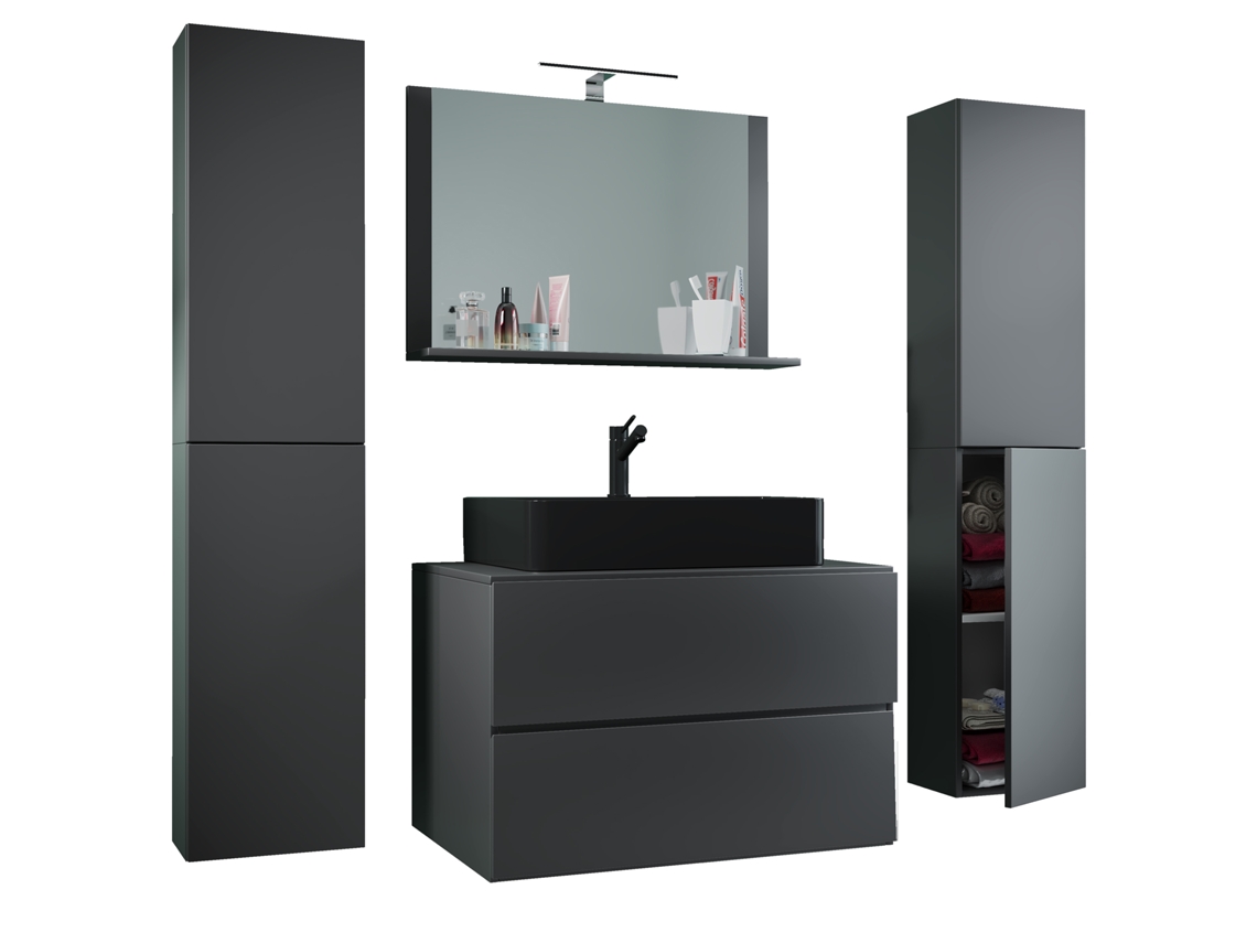 Lavabo de baño de 80 cm, tamaño XL, VCM, 5 piezas