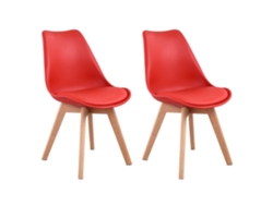 Conjunto de 2 Cadeiras escandinavas NORA cor Vermelho com Almofada
