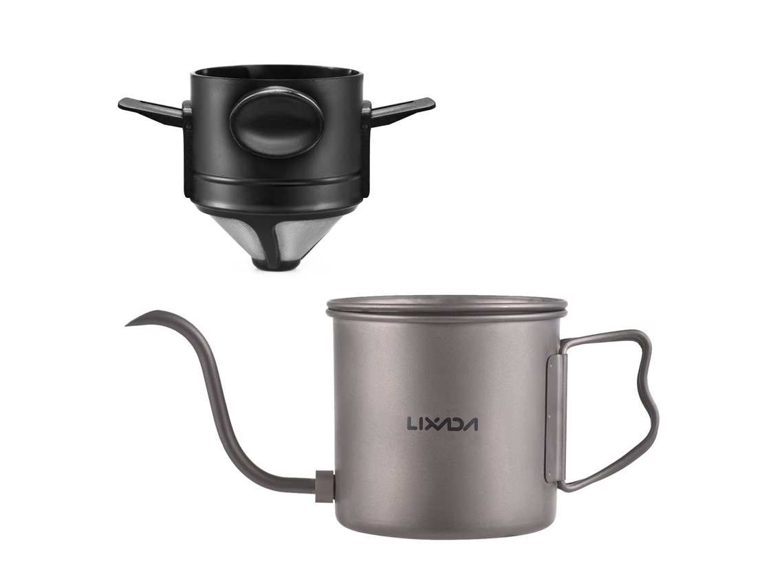 Cafetera De Cuello De Cisne De Titanio Con Asa Plegable, 400 Ml Y Filtro De Café.