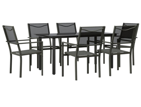Conjunto 7 de comedor para jardín VIDAXL acero y textilene negro