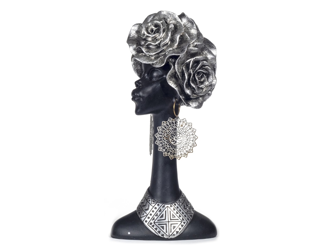 Signes Grimalt - Figuras Decorativas | Figura en Resina - Cabeza Africana - 28 x 13 x 10 cm