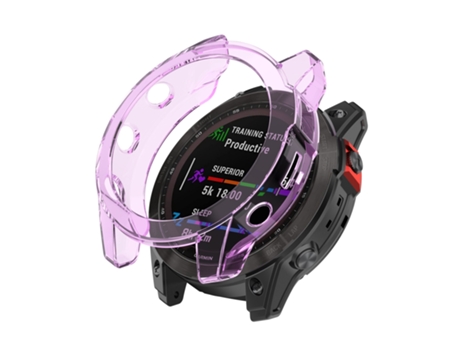 Estuche protector de reloj de TPU de medio paquete para Garmin Fenix 7S Pro (púrpura transparente)