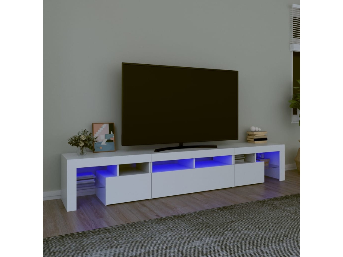 Estantería/Mueble de TV con luces Led 230X36,5X40 Cm Blanco