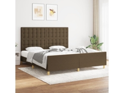Estructura De Cama Con Cabecero De Tela Marrón 180x200 Cm