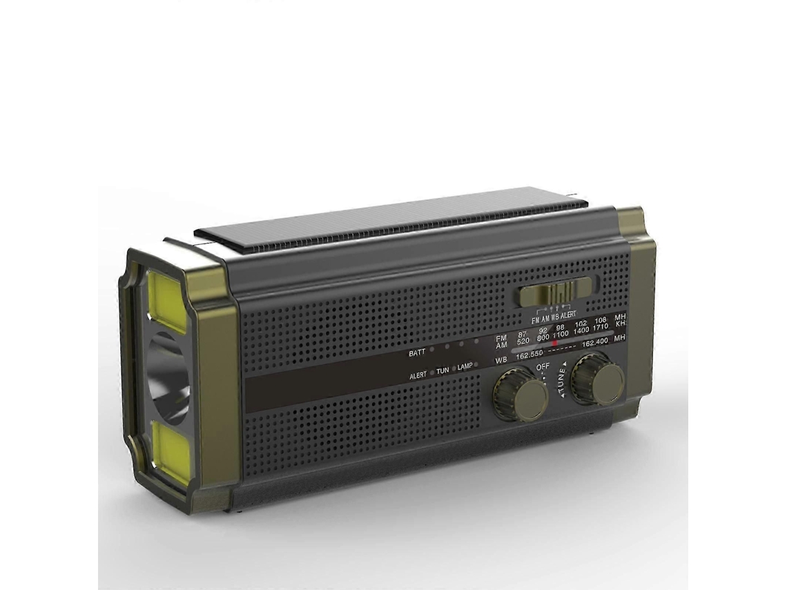 Radio AM/FM con manivela alimentada por energía solar, radio portátil de emergencia con batería recargable de 5000 mAh, linterna LED, 3 modos, GOKOCO