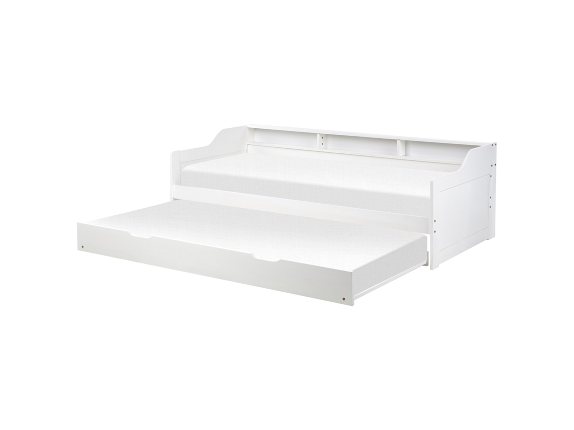 Cama con somier BELIANI Edern de Madera de pino Blanco 193x204x66