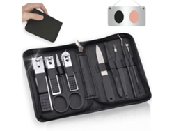 Rebe-kit De Manicura Y Pedicura 9 En 1 De Acero Inoxidable Profesional Con Cremallera Para Cuidado De Uñas Y Grooming Negro