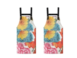 JILLIOPER Delantal floral para mujer 2 uds., impermeable de verano, para cocina y hogar, de lona, para cocinar y catering
