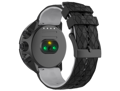 Correa de Silicona 24mm piezas de liberación rápida para Suunto 9/9 Baro/Spartan Sport Wrist HR/Traverse - negro/gris