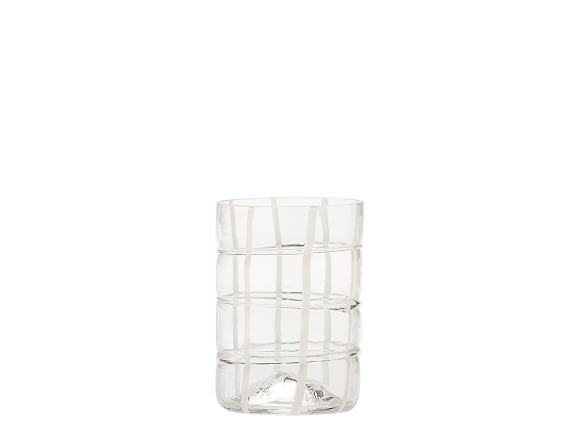 Zafferano Twiddle - Juego De 6 Vasos De Vidrio Soplado Transparente De 35 Cl - Vasos Artesanales Con Decoración Blanca, Aptos Para Lavavajillas