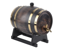 Barril De Roble De 3 Litros Con Grifo Y Rayas Negras Para Vino Tinto, Coñac Y Whisky.