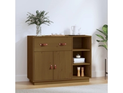 Aparador De Madera Maciza De Pino Marrón Miel 98,5x40x75 Cm
