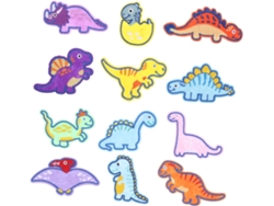 Juego de 4 apliques de tela bordados con diseños de dinosaurios para coser en prendas de vestir SFUSHOS