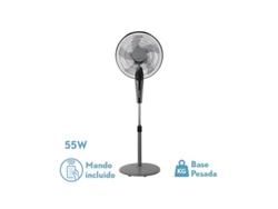 Ventilador de Pie Borlon Negro/Gris 55W 3 Velocidades Oscilante FABRILAMP