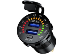 Mini Cargador Usb De Doble Puerto Resistente Al Agua Para Carga Rápida Y Visualización Del Voltaje Del Teléfono.
