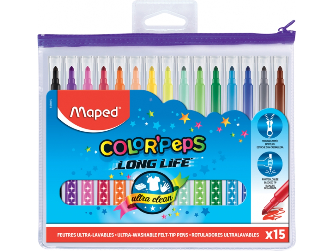 Caja de 15 Felt Maped Color Peps con Cremallera