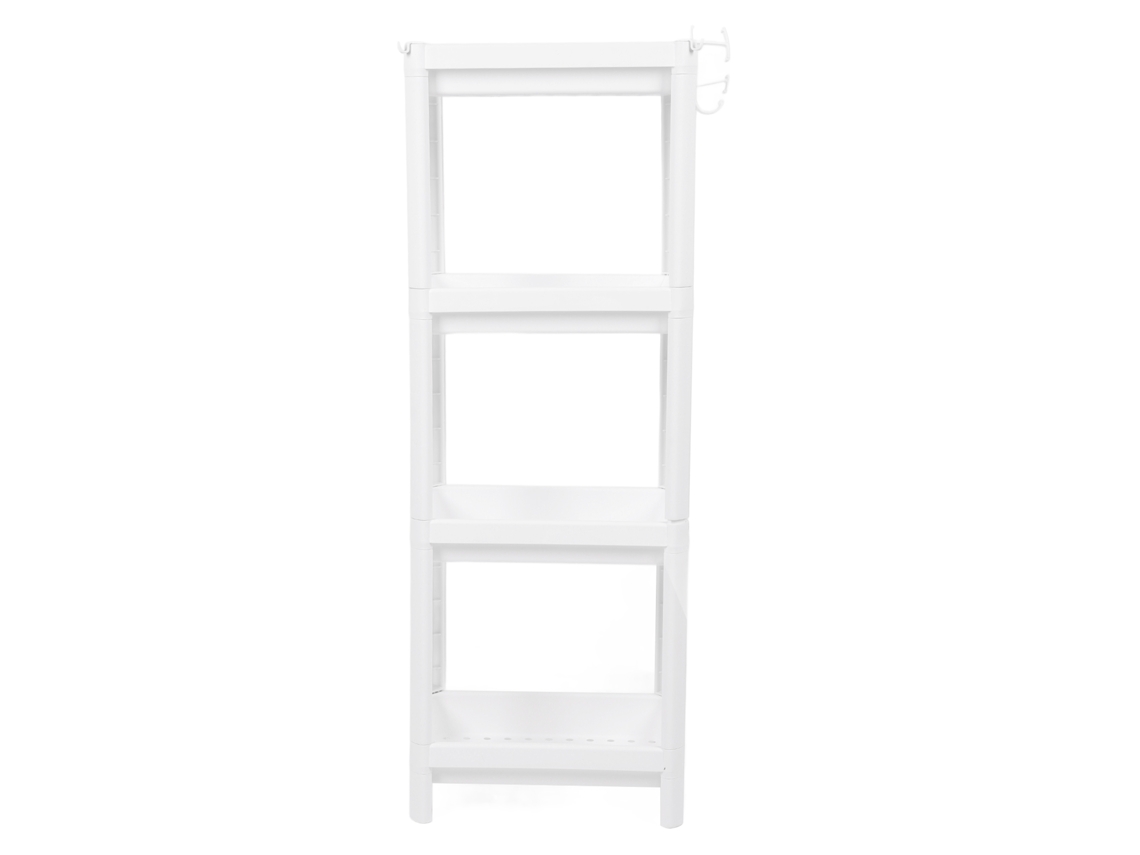 Estantería Vertical De Plástico Blanco Para Baño, 4 Niveles, Organizador Multifuncional Para Sala De Estar, Cocina Y Dormitorio.