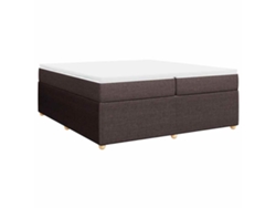 Maison Exclusive - Cama Box Spring Con Colchón Tela Marrón Oscuro 200x200 Cm
