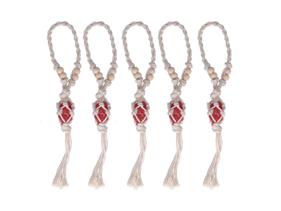 2026-5pcs Cuerda Para Collar Con Porta Piedras Vacío Ajustable Para Joyería Diy Piedra De Cuarzo Rojo