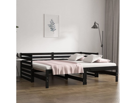 Sofá Cama VIDAXL Negro Madera (203.5x160x68.5 cm)