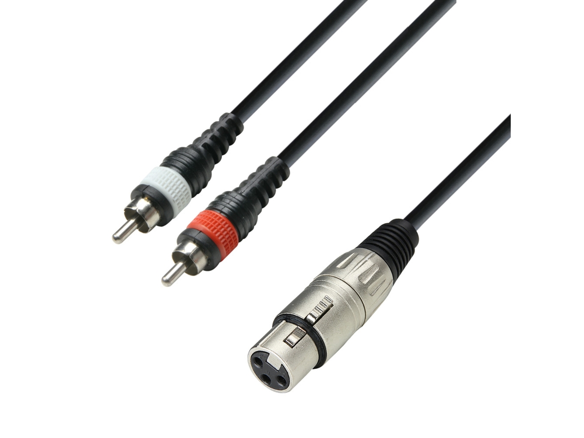 Cable de audio de 3 m, 2 conectores RCA macho / XLR hembra, 3 estrellas, YFCC 0300, ADAM HALL