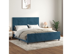 Estructura Cama Con Cabecero Terciopelo Azul Oscuro 180x200 Cm
