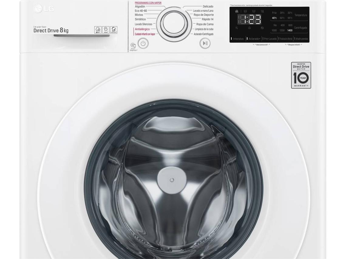 Lavadora LG F4WV3009S3W (9 kg - 1400 rpm - Blanco)