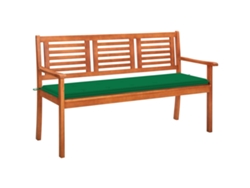 Banco de jardín de 3 plazas con cojín de 150 cm en eucalipto macizo, Dkd Home Decor