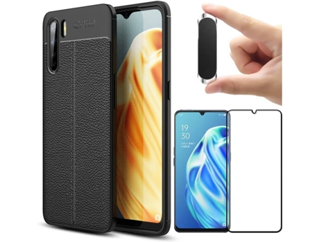 Carcasa, Protector y Soporte Oppo A91 Rugged Leather Negro