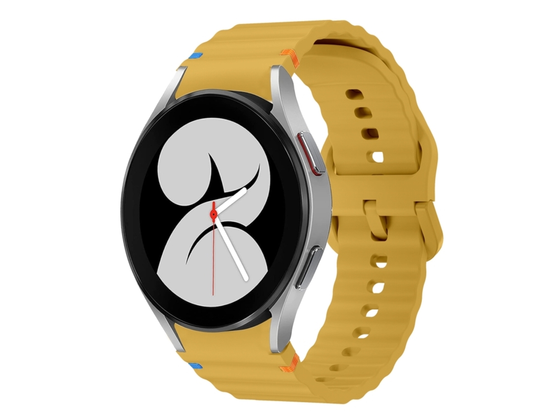Bracelete Para Samsung Galaxy Watch 4 (40mm/44mm) - Silicone Costurado Com Padrão De Onda - Amarelo