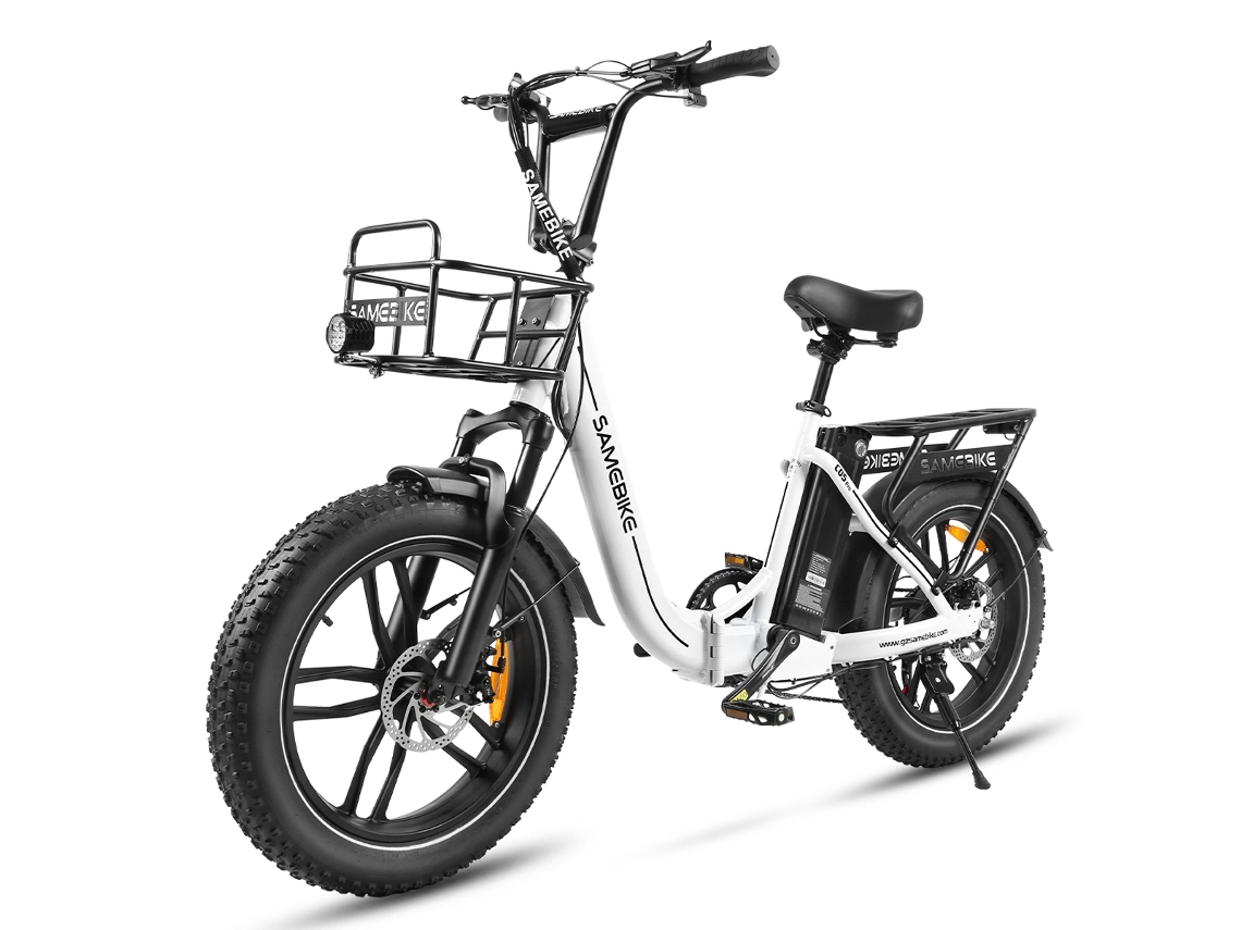 Bicicleta eléctrica Samebike C05 Pro blanca 500w 36v Motor alto máximo 25°