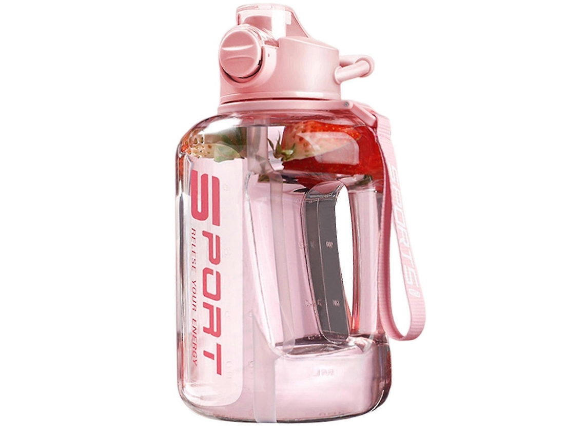 Botella Deportiva De Agua De Gran Capacidad (rosa) De 1700 Ml Con Pajita Y Báscula