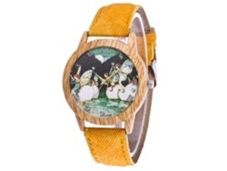 Reloj De Pulsera Informal Zhoulianfa De Piel Vaquera Con Movimiento De Cuarzo Amarillo
