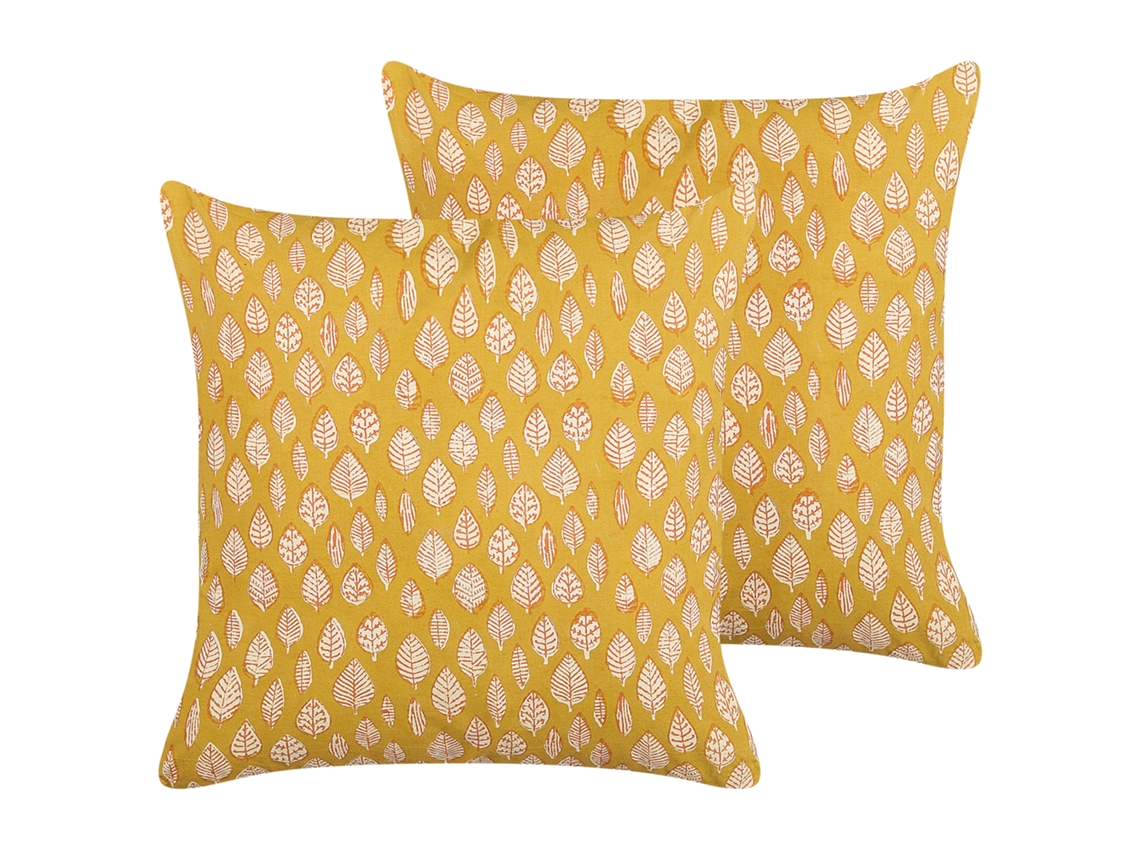 Juego de cojines decorativos BELIANI Ginnala de Algodón Amarillo 45x45x10