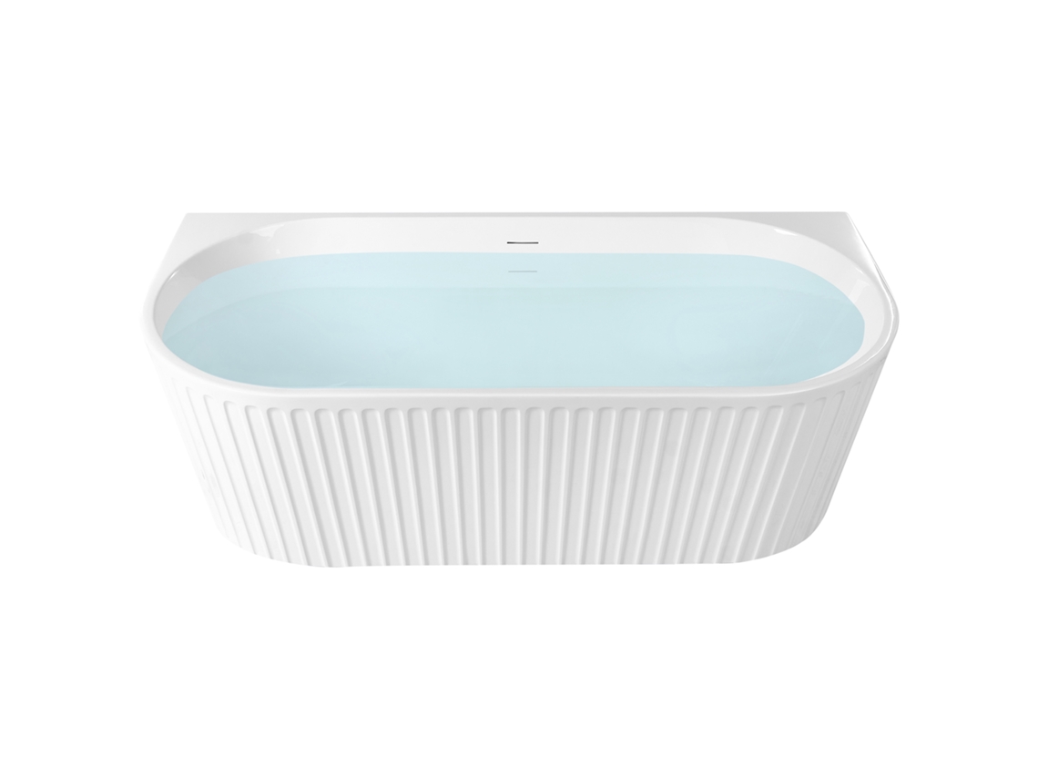 Bañera acrílica blanca Beliani Serena con acabado estriado 80x170x60