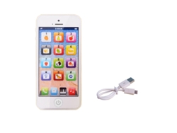 (Blanco) Simulación de teléfono celular para niños para aprender inglés con luces y sonidos - Juguete de sonido para celular