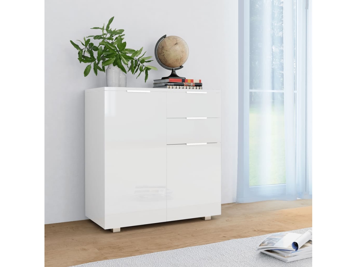 Aparador de contrachapado blanco brillante de 71 x 35 x 80 cm, DKD Home Decor
