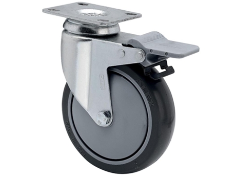 Rueda giratora placa freno 10bhafd125cp-pgaisb goma gris eje bolas ALEX