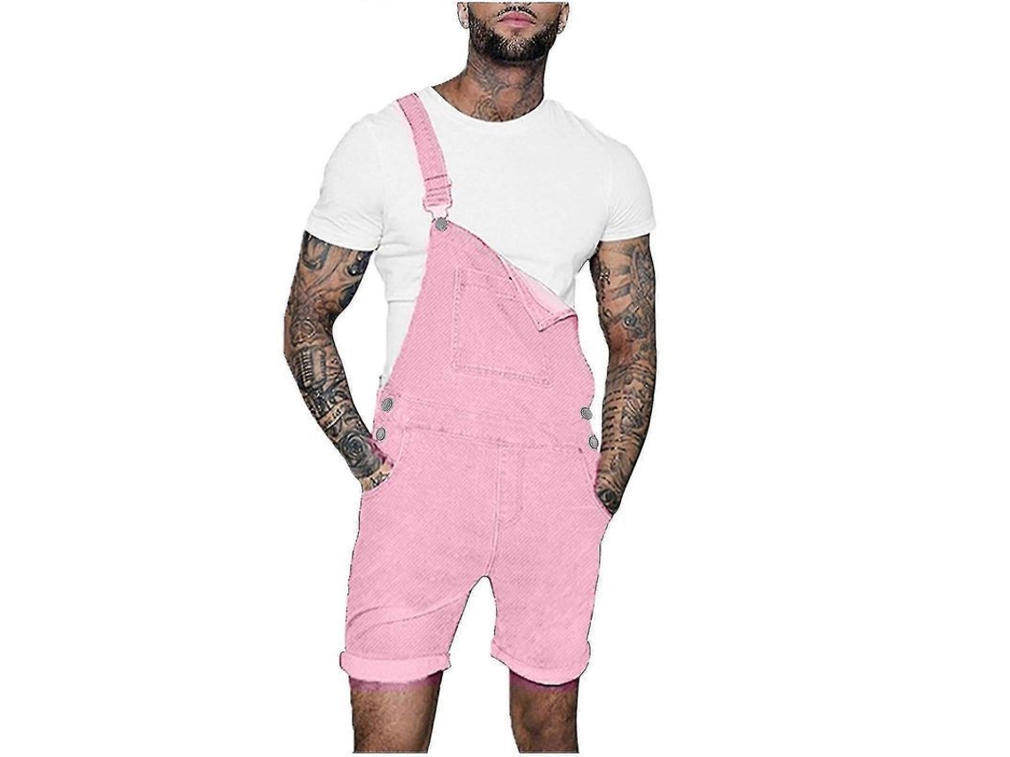Pantalones Cortos Vaqueros Informales Para Hombre Con Bolsillo En El Pecho, Pernera Recta Y Hebilla, Ideales Para El Verano.