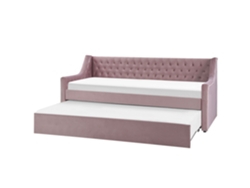 Cama con somier BELIANI Montargis de Terciopelo Rosa 189x219x94