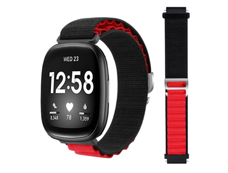 Correa Loop Alpine para Fitbit by Google Versa 3 Negro y Rojo