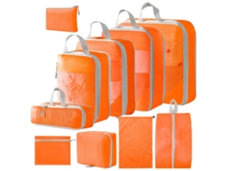 Conjunto De Bolsas Organizadoras Para Malas, Pacote Com 10 Chrui (laranja)