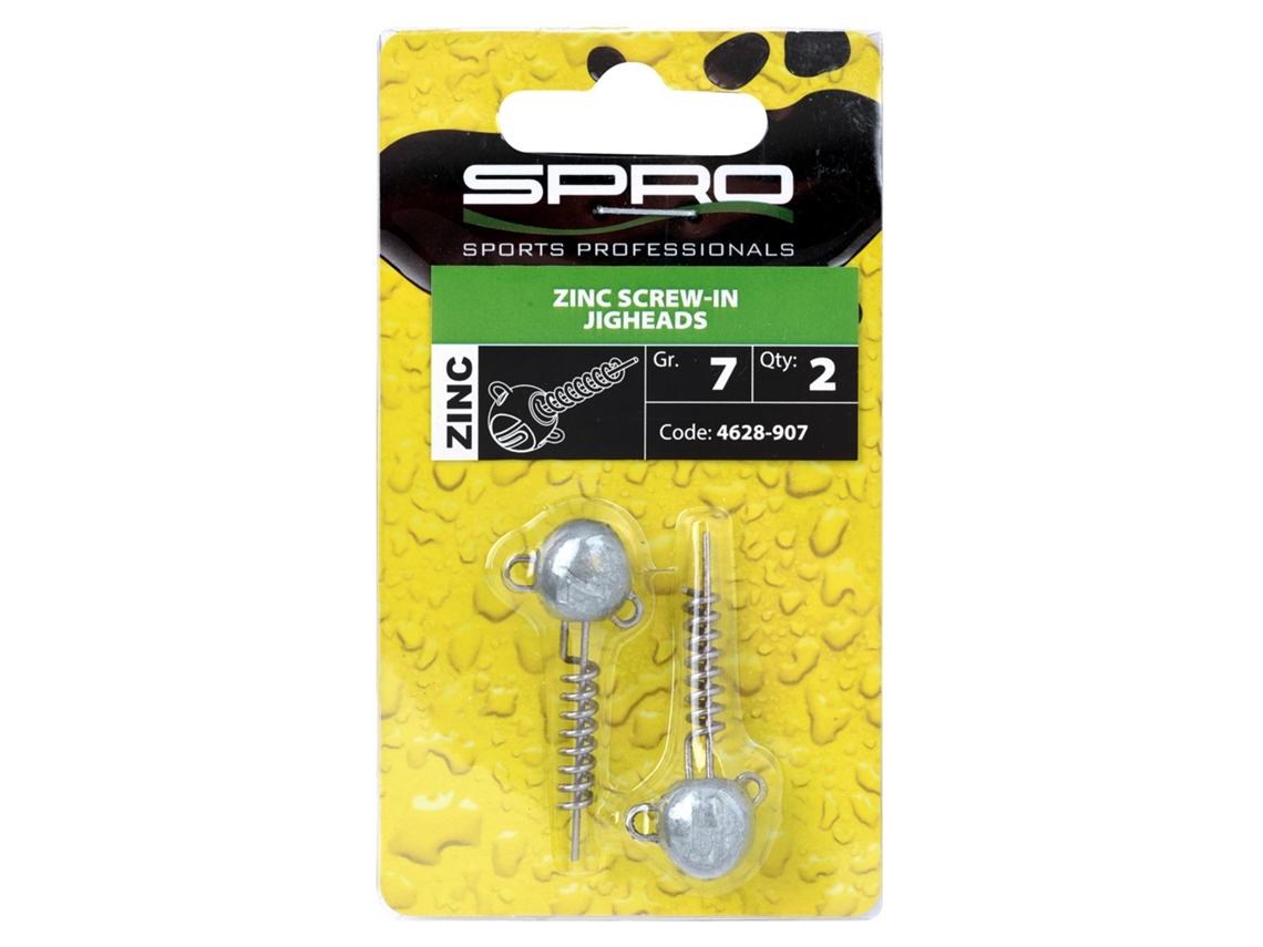 Paquete de 6 unidades de 2 cabezas de plomo SPRO Zinc Screw-in Jigheads - 7 g